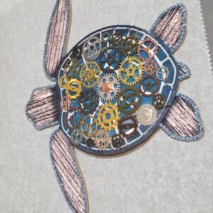 Hand Crafted Wooden Steampunk Turtle: Medium